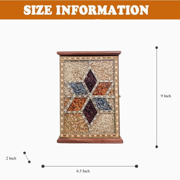 Handcrafted Wooden Gemstone Art Key Holder Home Decor - Picture 4 of 4